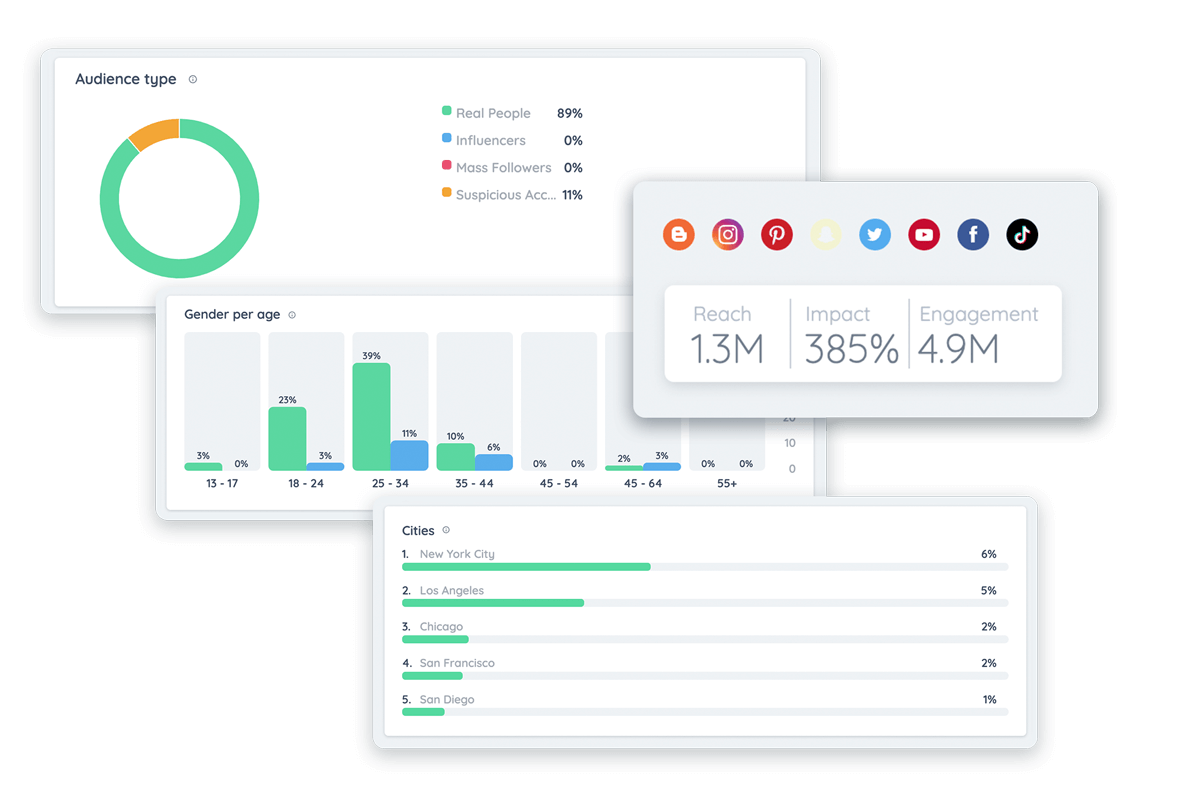 Influencer marketing platform showing suspicious influencer accounts