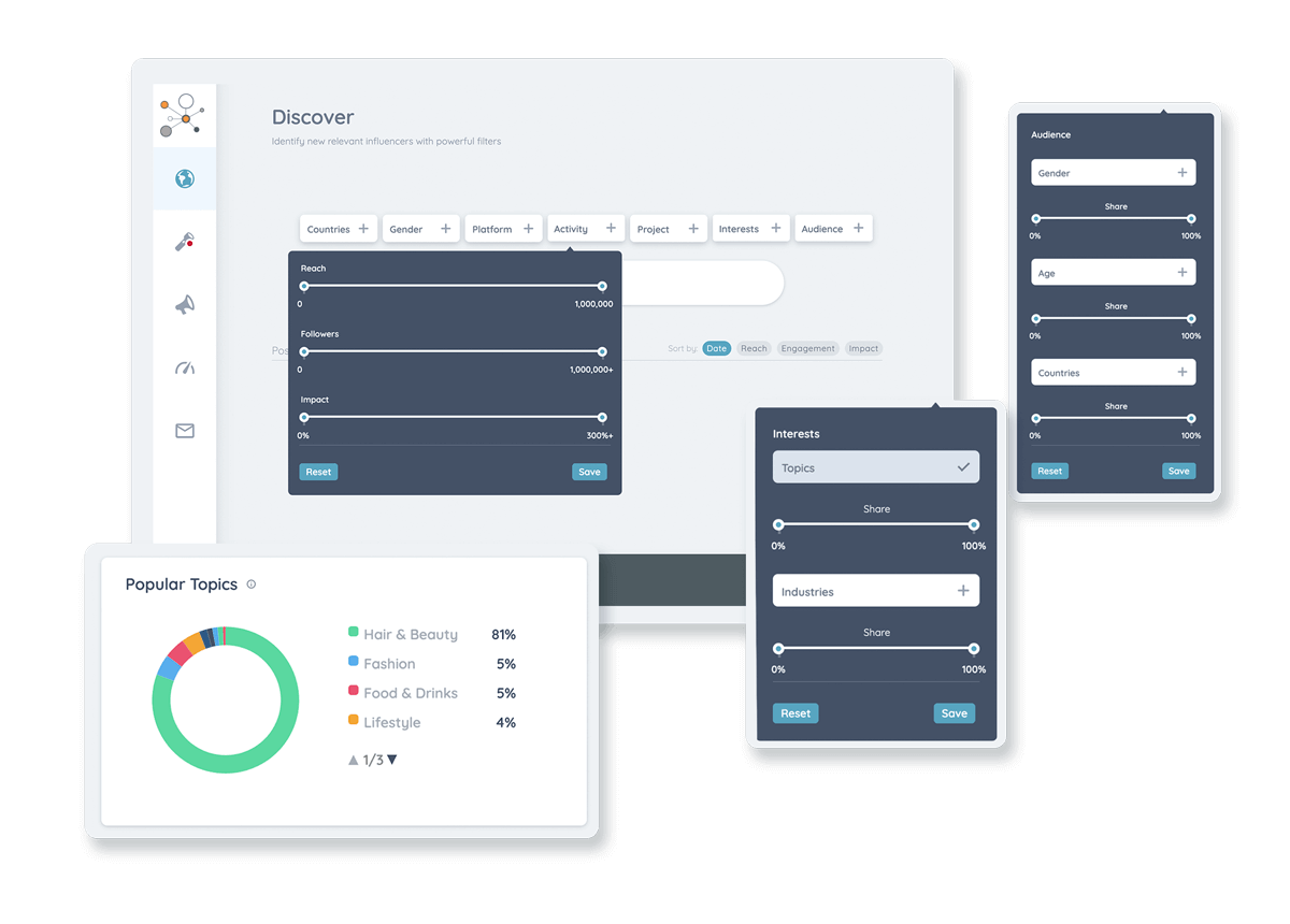 Influencer marketing discovery tool screenshots - influencerIMPACT